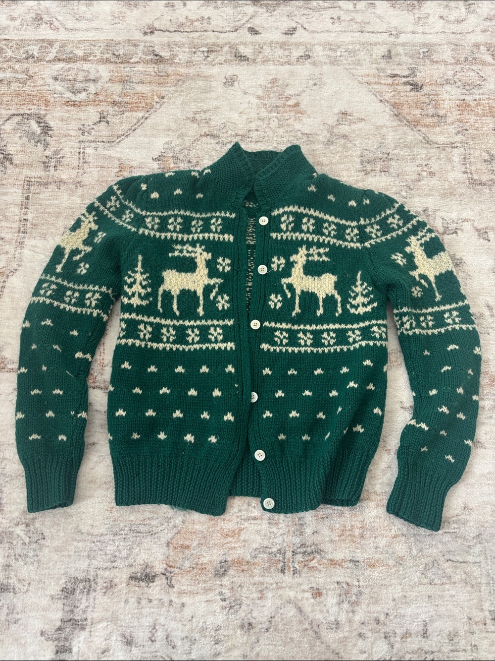Vintage Christmas wool cardigan - Medium